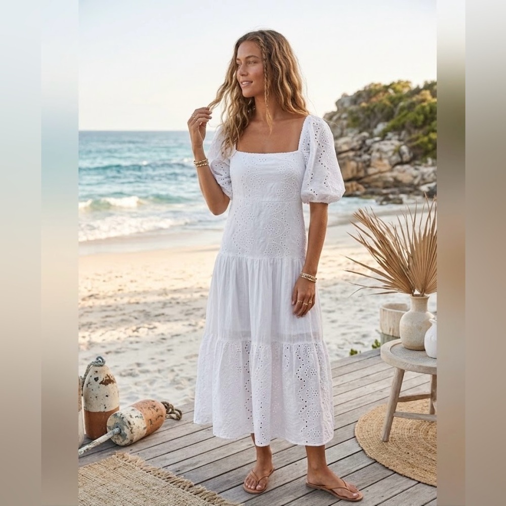 Kings Road Eyelet Maxi Dress Coastal